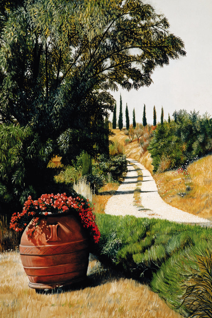 Tuscan Summer Road by Matthew Holden Bates on GIANT ART - red cityscape framed canvas