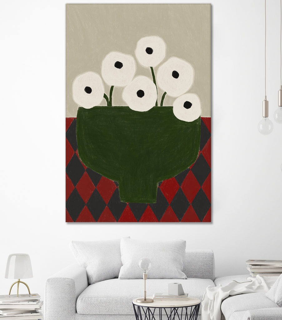 Flor by M Studio on GIANT ART - red botanical framed canvas
