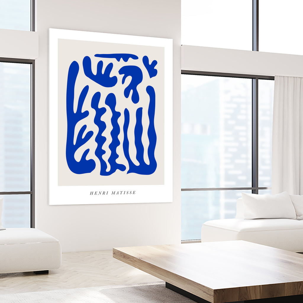 Cut outs N05 by M Studio on GIANT ART - blue botanical framed canvas 