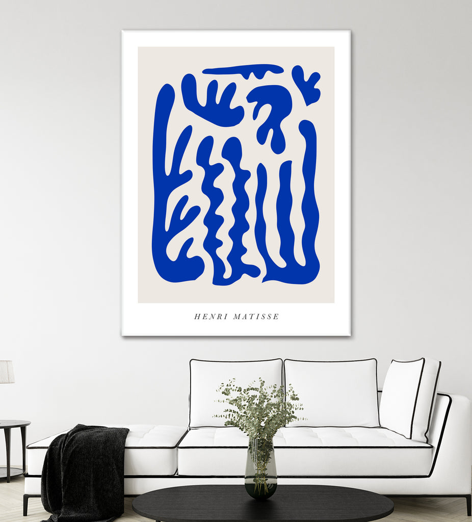 Cut outs N05 by M Studio on GIANT ART - blue botanical framed canvas 