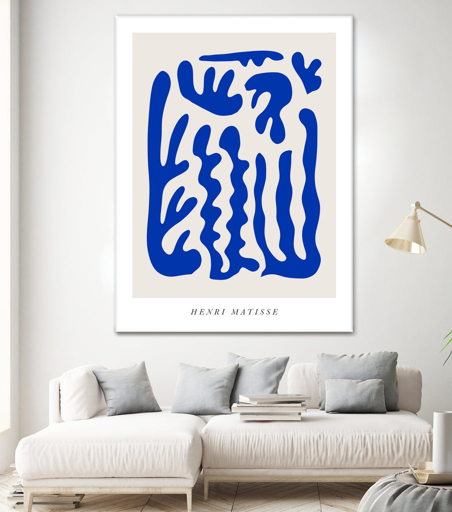 Cut outs N05 by M Studio on GIANT ART - blue botanical framed canvas 