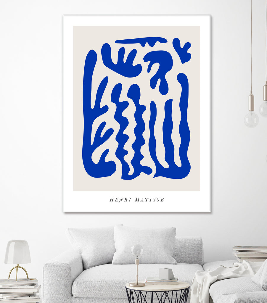 Cut outs N05 by M Studio on GIANT ART - blue botanical framed canvas 