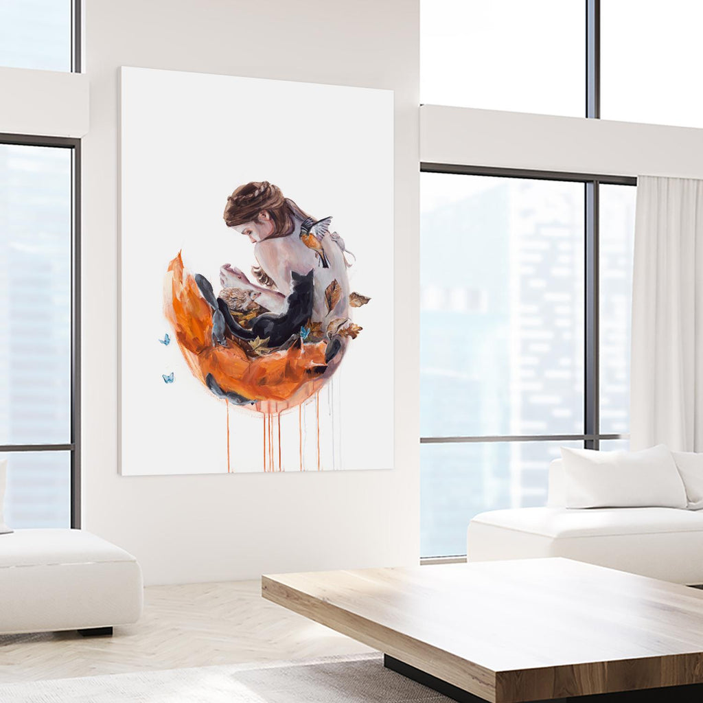 Autumn Chant by Agnes Cecile on GIANT ART - orange figurative framed canvas
