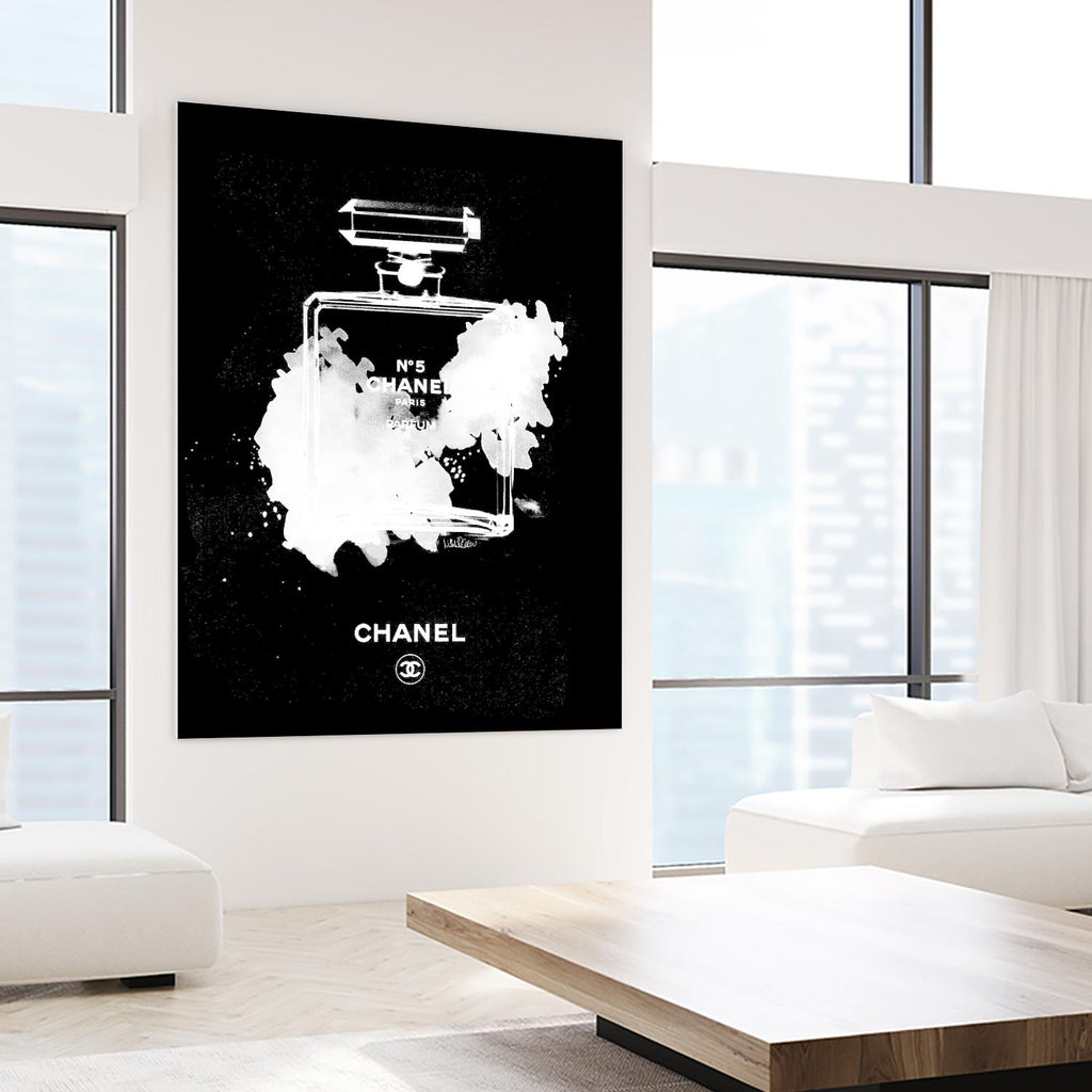 Chanel Bottle Invert by Mercedes Lopez Charro on GIANT ART - white figurative framed canvas