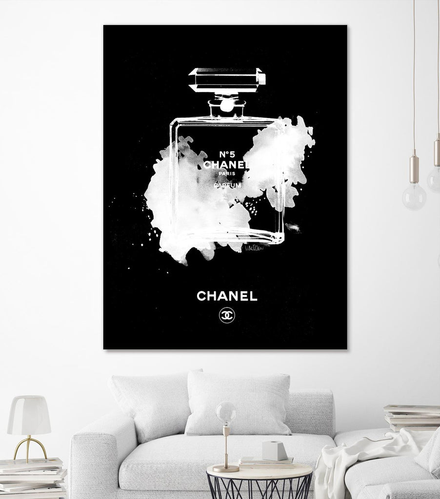 Chanel Bottle Invert by Mercedes Lopez Charro on GIANT ART - white figurative framed canvas