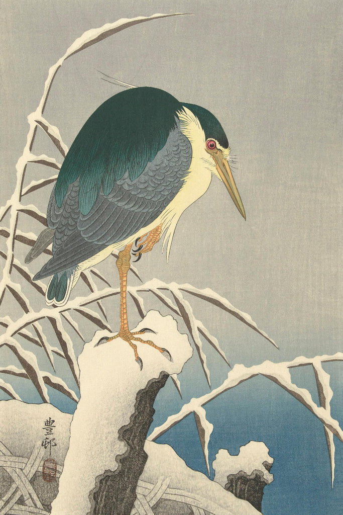Heron in Snow, 1920-1930 by Ohara Koson on GIANT ART - masters museum