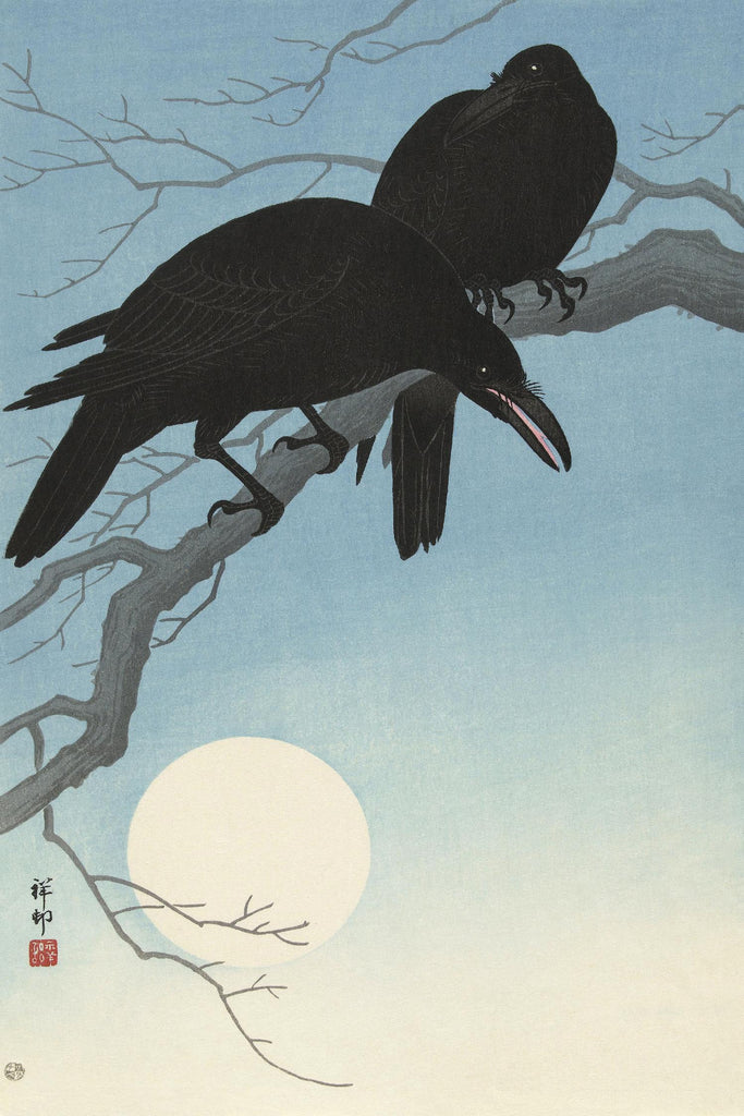 Two Crows on a Branch, 1927 by Ohara Koson on GIANT ART - masters museum