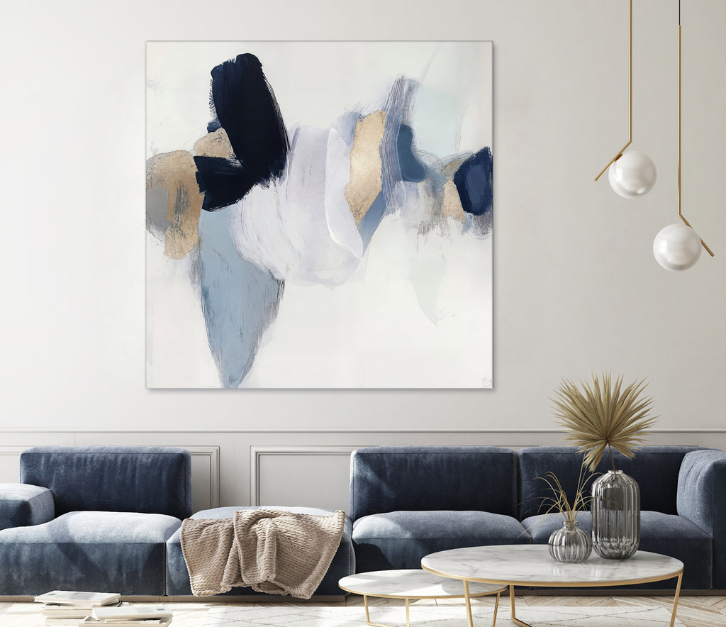 Soft Tides in Blue and Gold by Irena Orlov on GIANT ART - abstract