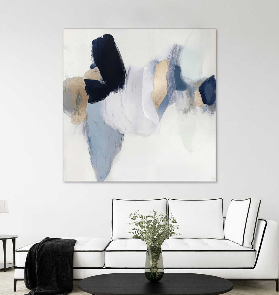 Soft Tides in Blue and Gold by Irena Orlov on GIANT ART - abstract