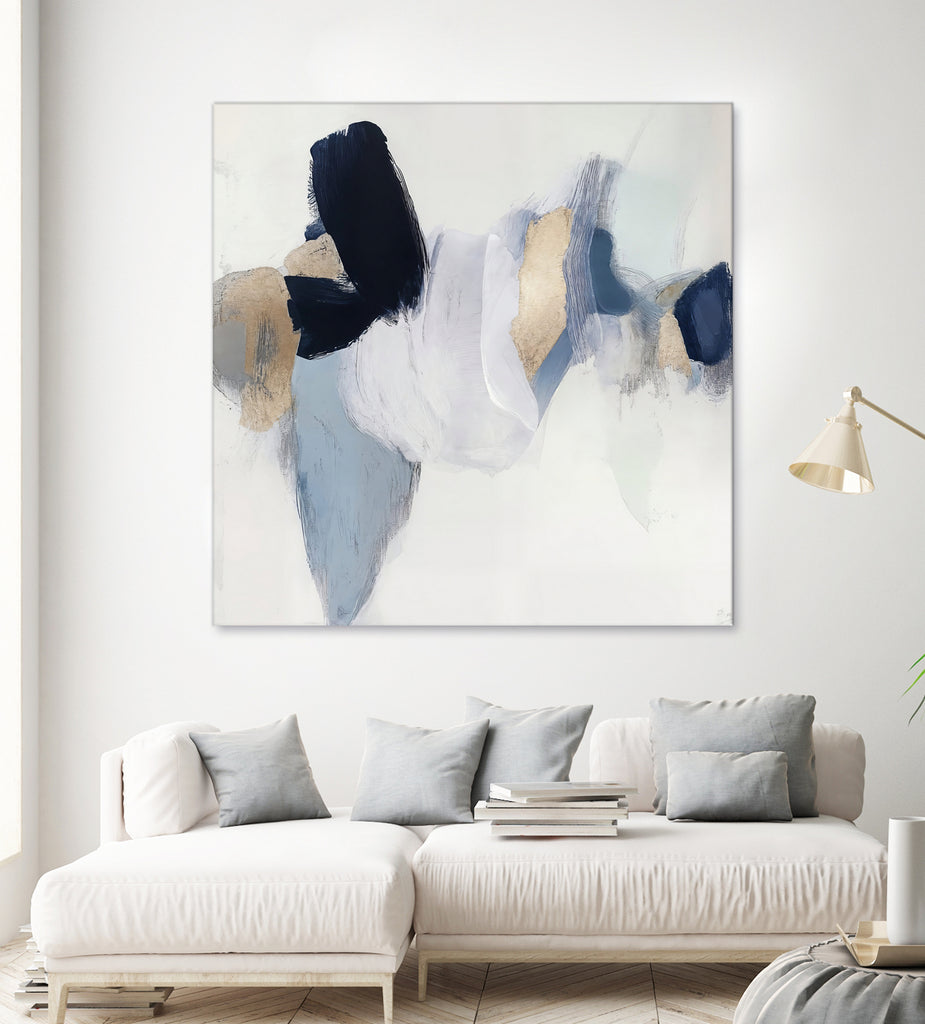 Soft Tides in Blue and Gold by Irena Orlov on GIANT ART - abstract