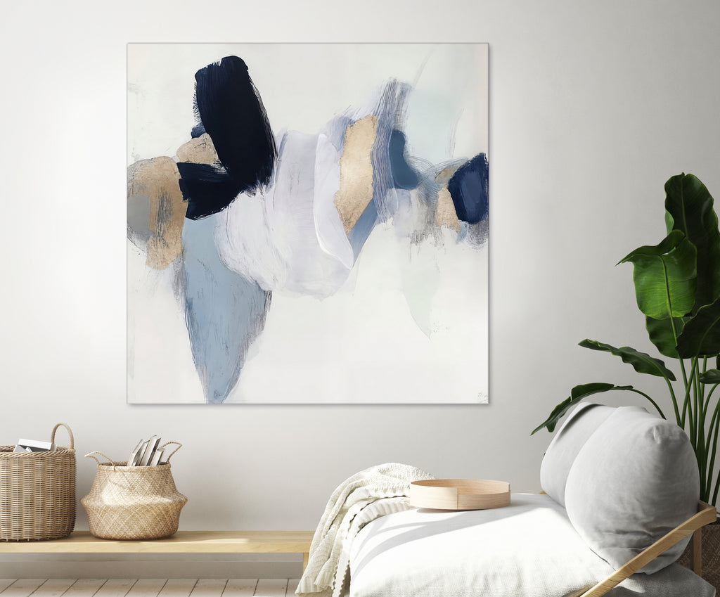 Soft Tides in Blue and Gold by Irena Orlov on GIANT ART - abstract