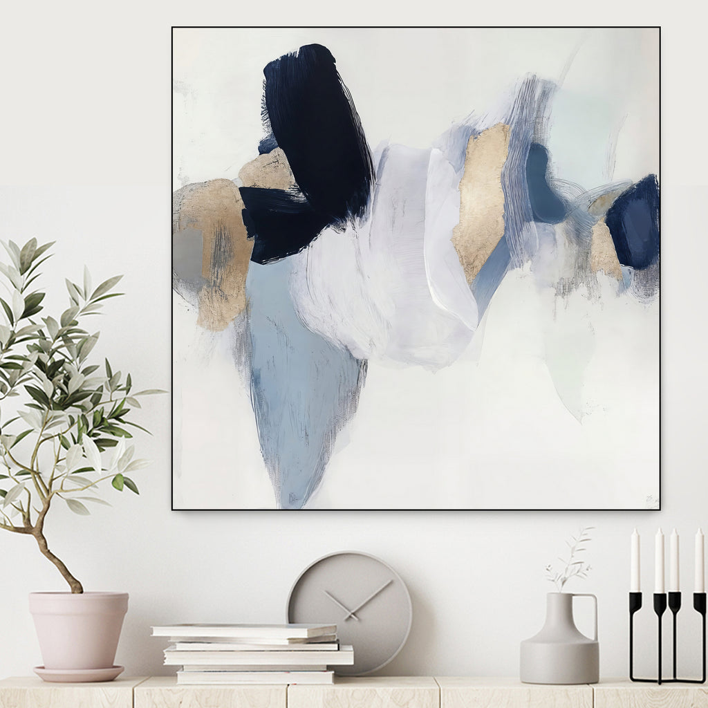 Soft Tides in Blue and Gold by Irena Orlov on GIANT ART - abstract