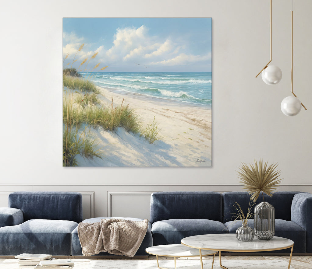 Quiet Shoreline Under Gentle Skies I by Roozbeh on GIANT ART - blue coastal