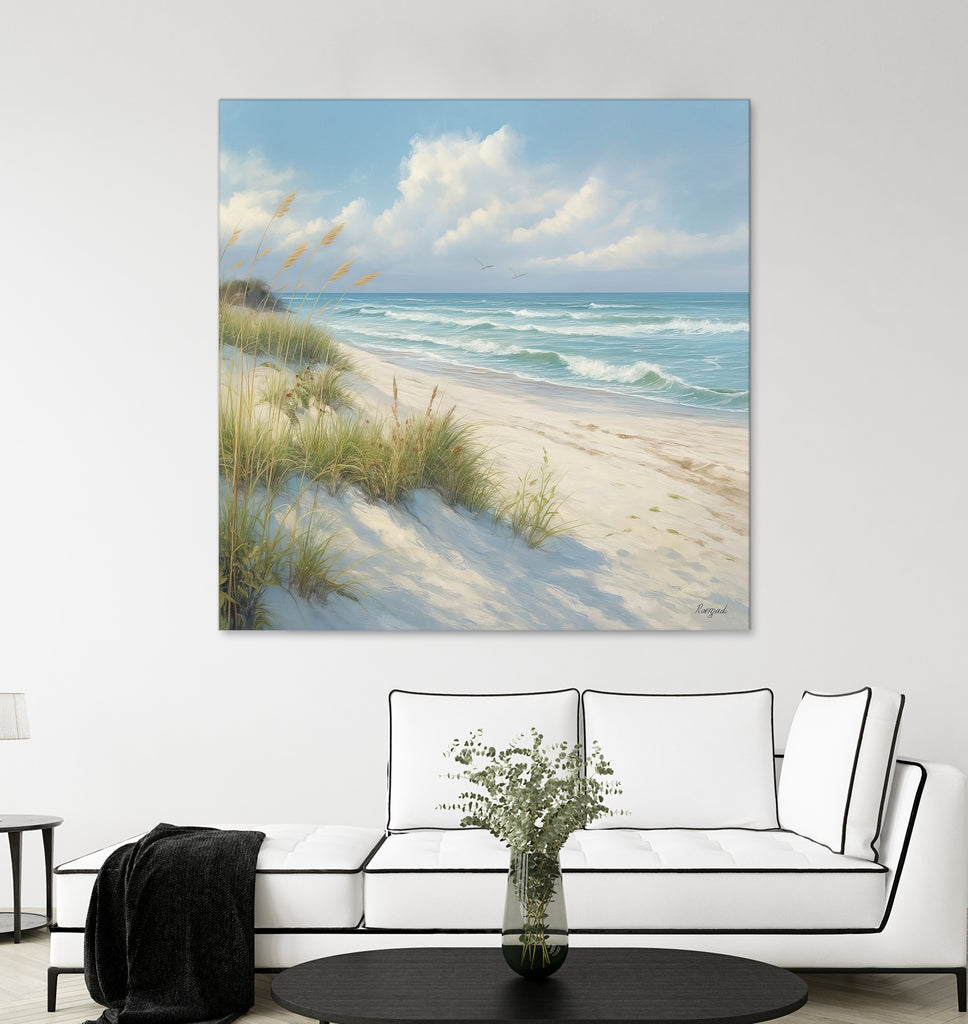 Quiet Shoreline Under Gentle Skies I by Roozbeh on GIANT ART - blue coastal