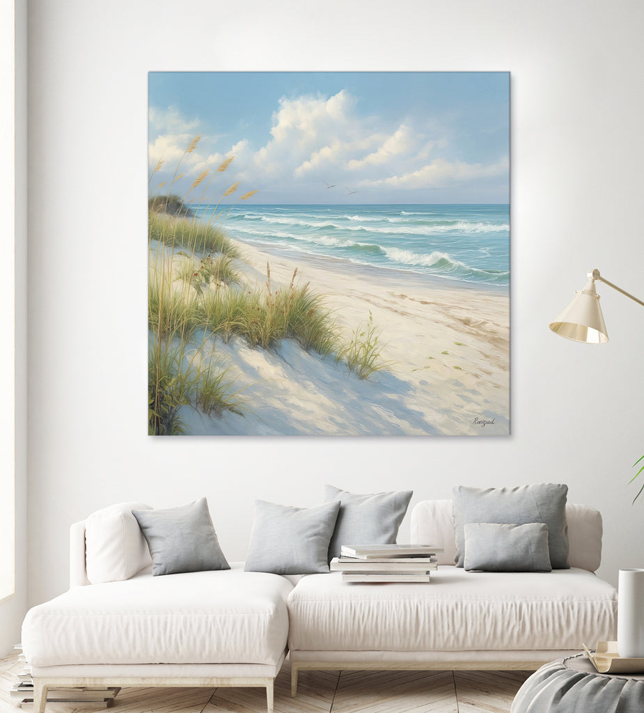 Quiet Shoreline Under Gentle Skies I by Roozbeh on GIANT ART - blue coastal