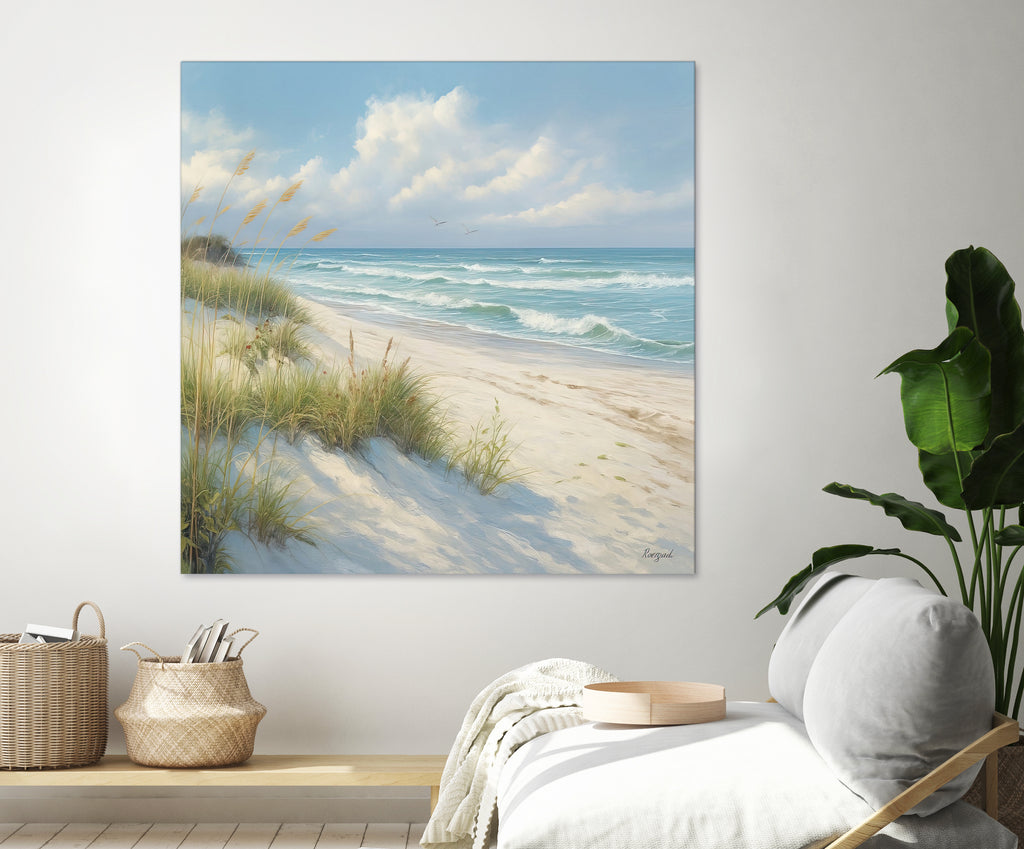 Quiet Shoreline Under Gentle Skies I by Roozbeh on GIANT ART - blue coastal
