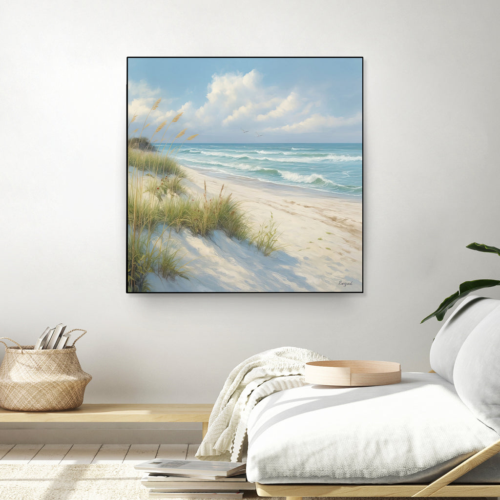 Quiet Shoreline Under Gentle Skies I by Roozbeh on GIANT ART - blue coastal