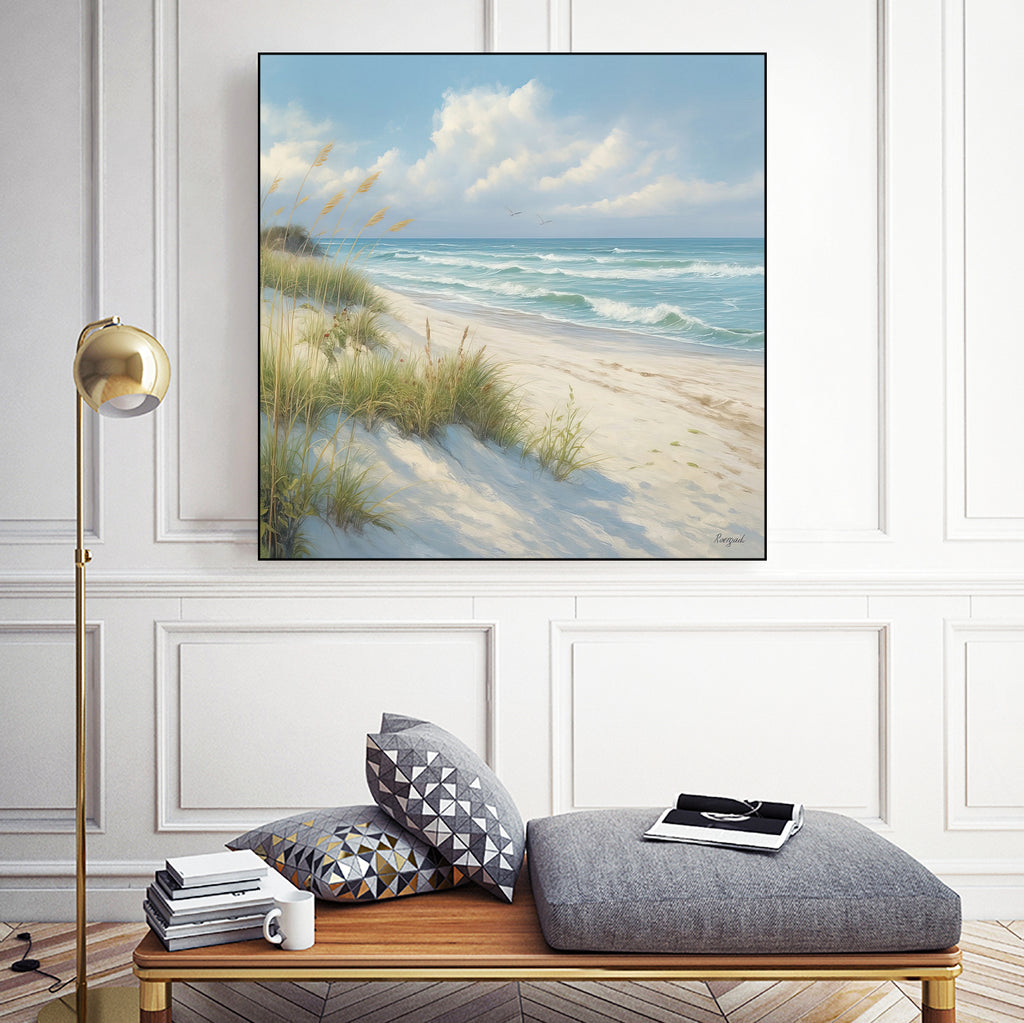 Quiet Shoreline Under Gentle Skies I by Roozbeh on GIANT ART - blue coastal
