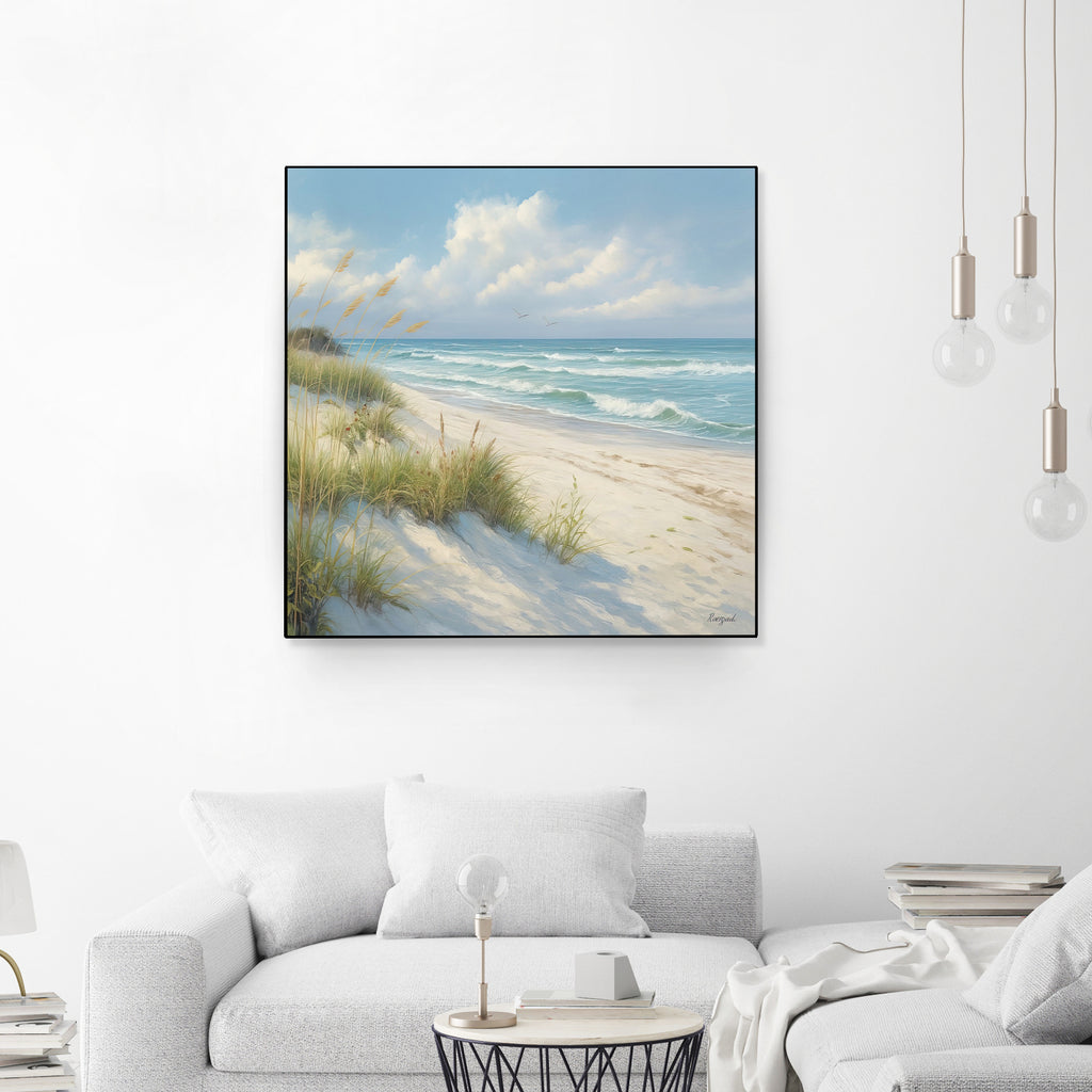 Quiet Shoreline Under Gentle Skies I by Roozbeh on GIANT ART - blue coastal