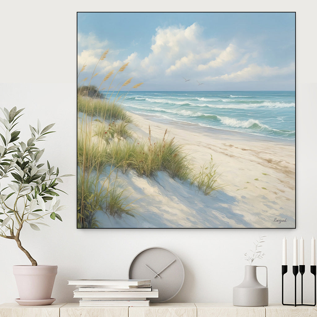 Quiet Shoreline Under Gentle Skies I by Roozbeh on GIANT ART - blue coastal
