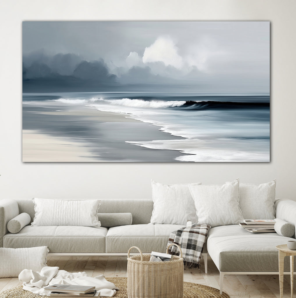Quiet Waves Under Stormy Skies by Sacha Woodward on GIANT ART - abstract