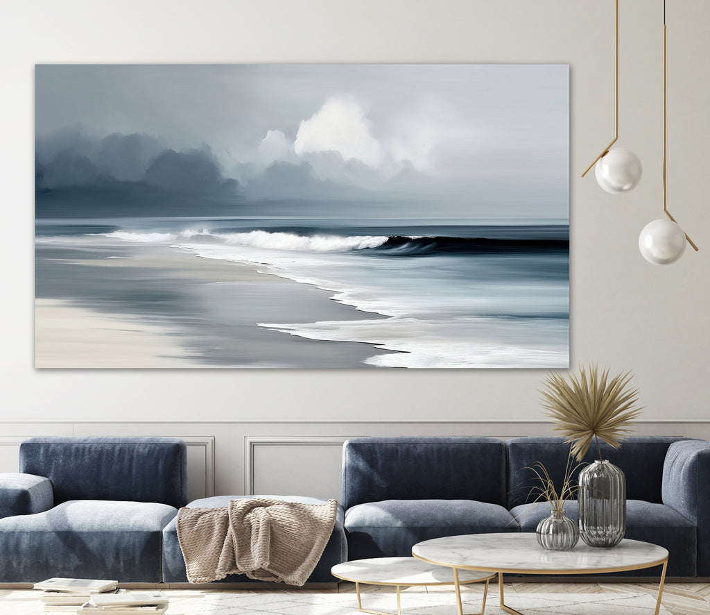 Quiet Waves Under Stormy Skies by Sacha Woodward on GIANT ART - abstract