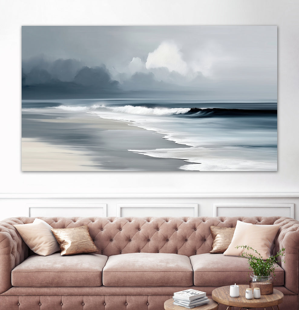 Quiet Waves Under Stormy Skies by Sacha Woodward on GIANT ART - abstract