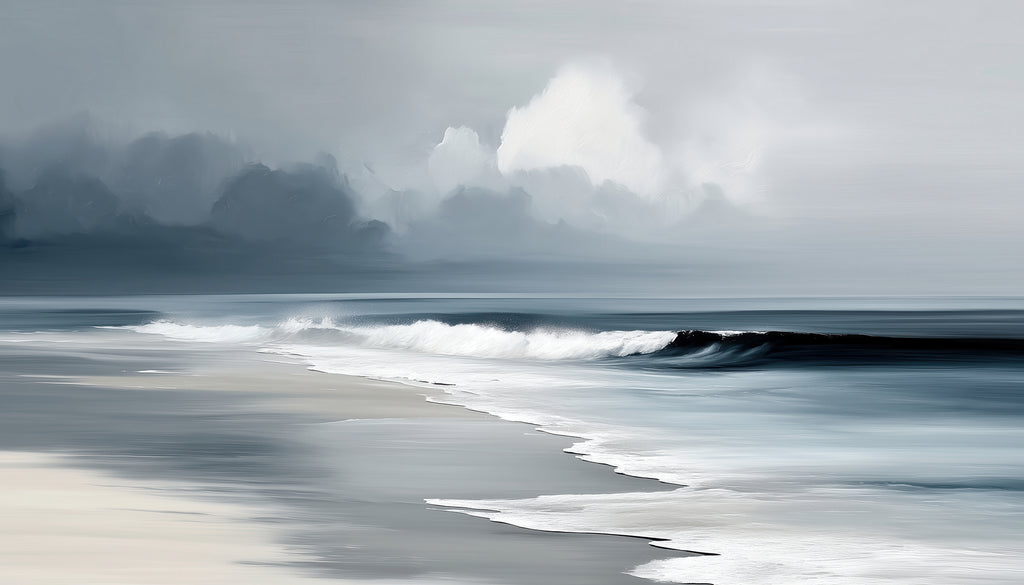 Quiet Waves Under Stormy Skies by Sacha Woodward on GIANT ART - abstract
