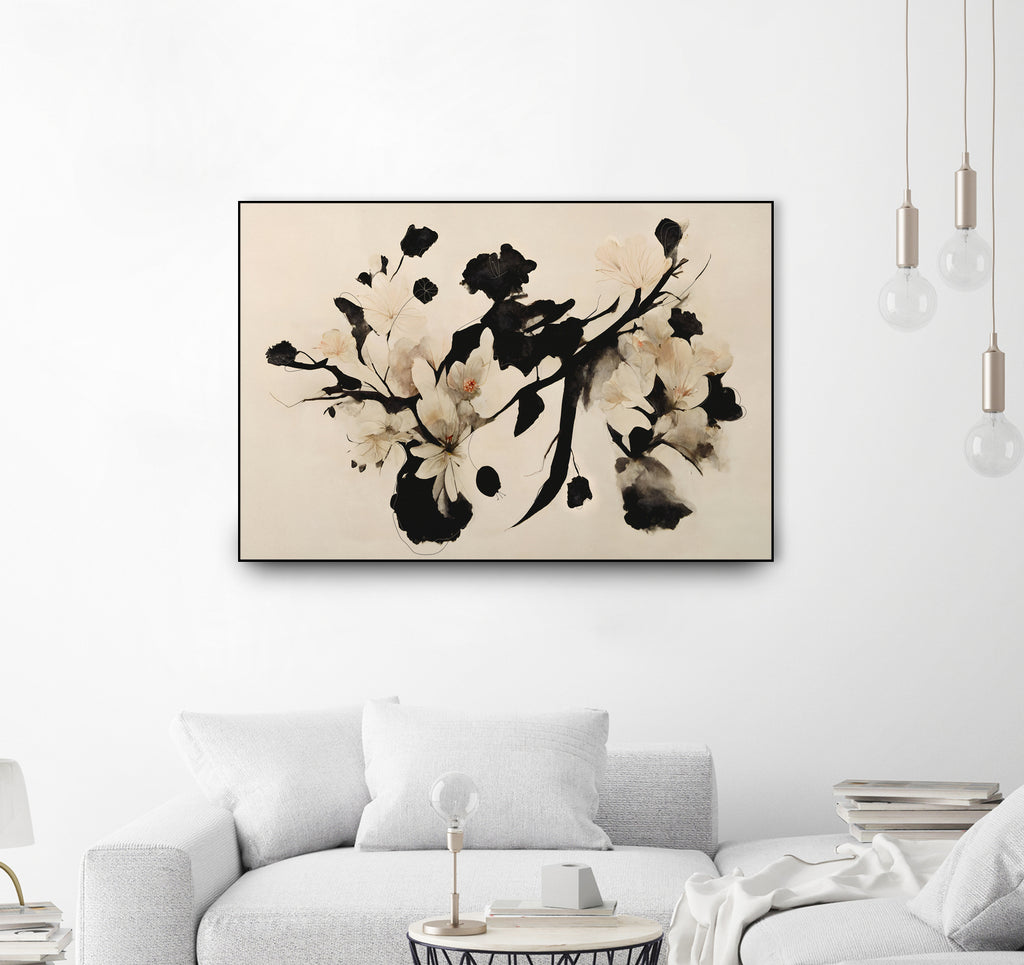 Cherry Blossom Branch by Treechild on GIANT ART - black 