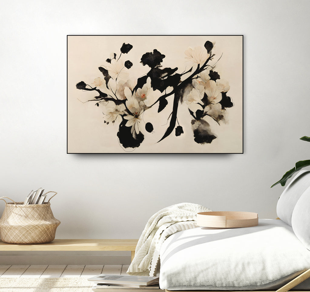 Cherry Blossom Branch by Treechild on GIANT ART - black 