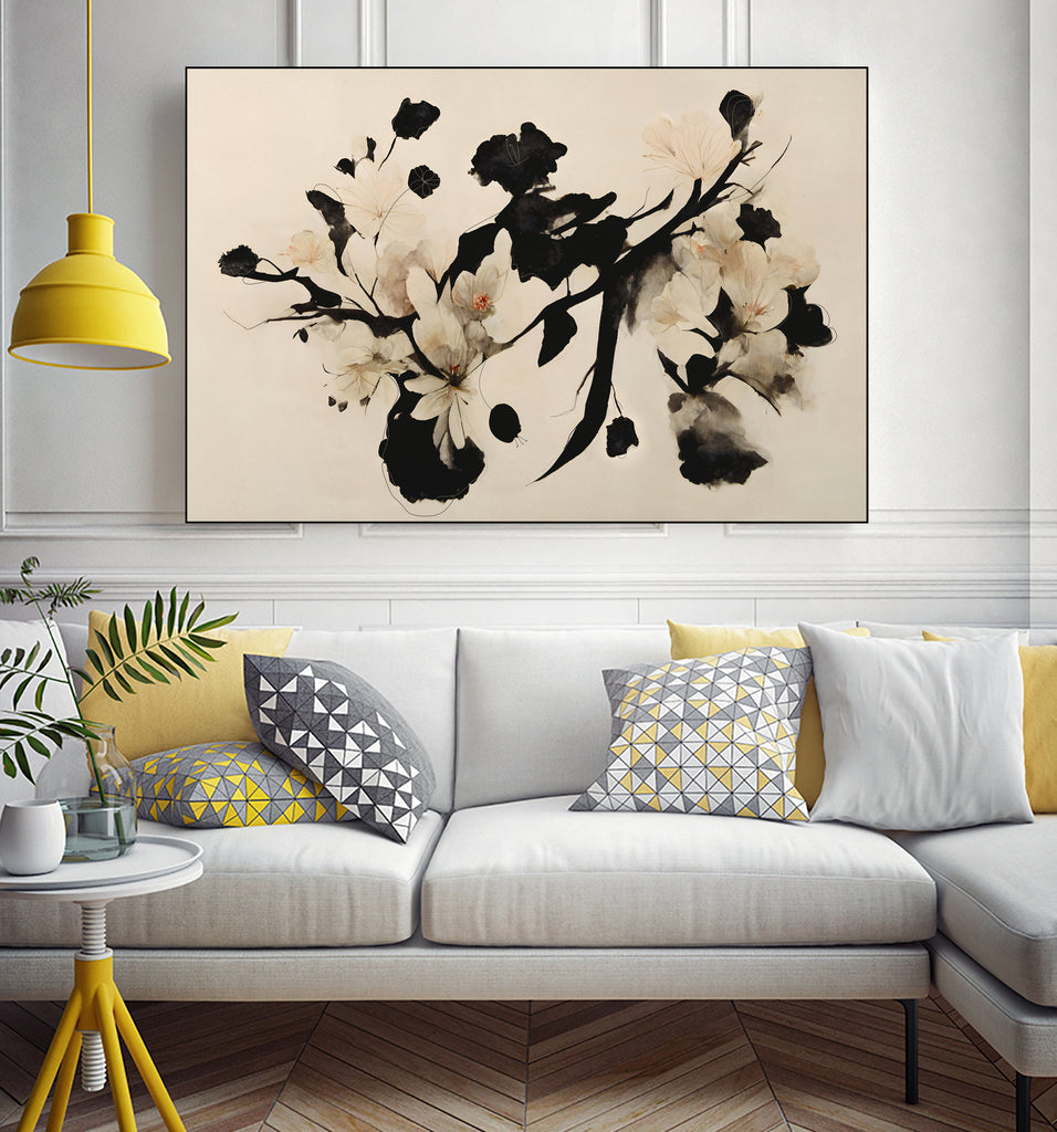 Cherry Blossom Branch by Treechild on GIANT ART - black 