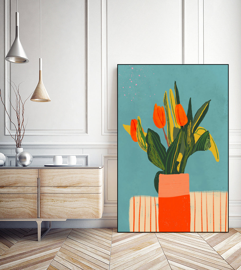 Tulips by Gigi Rosado  on GIANT ART - red  flowers and plants
