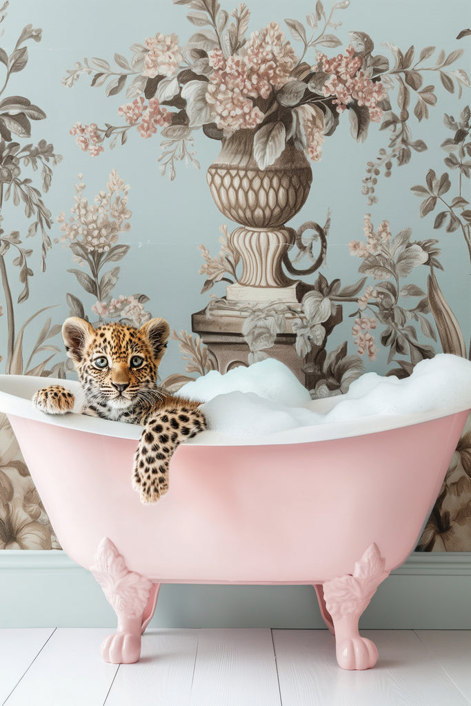 Leoparda Pink Bubble Bath by Niky Rahner on GIANT ART - animals rahner