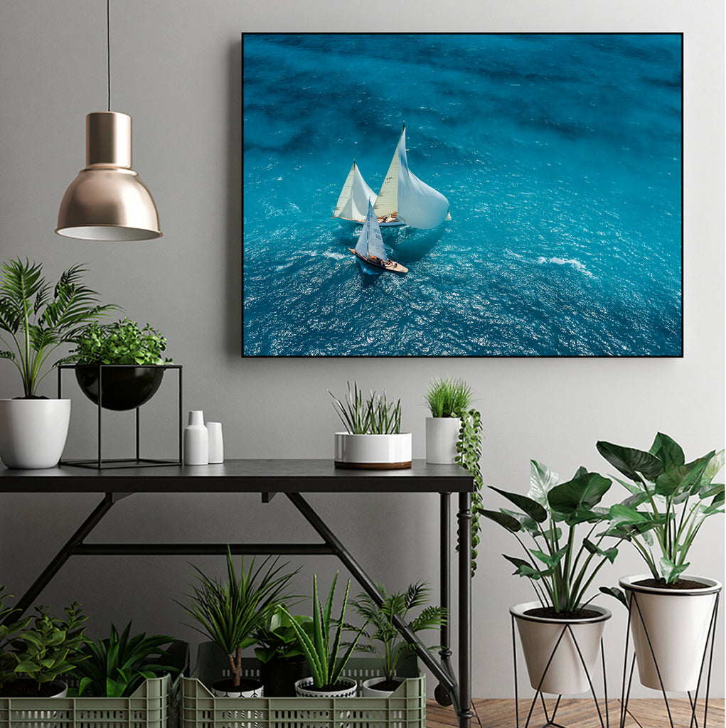 Croisement bleu by Marc on GIANT ART - blue landscape sailboats