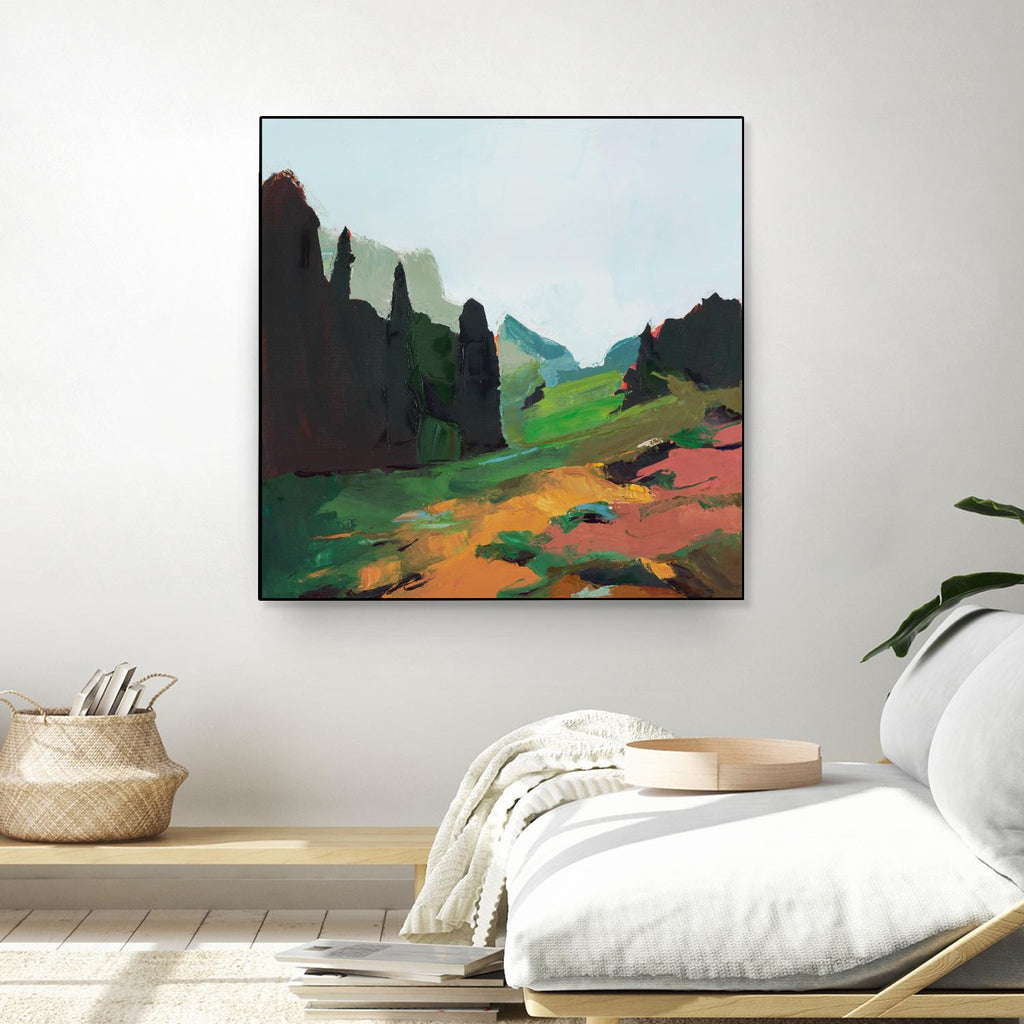 Green Alpine Meadow by Julie Denise on GIANT ART -  abstract 