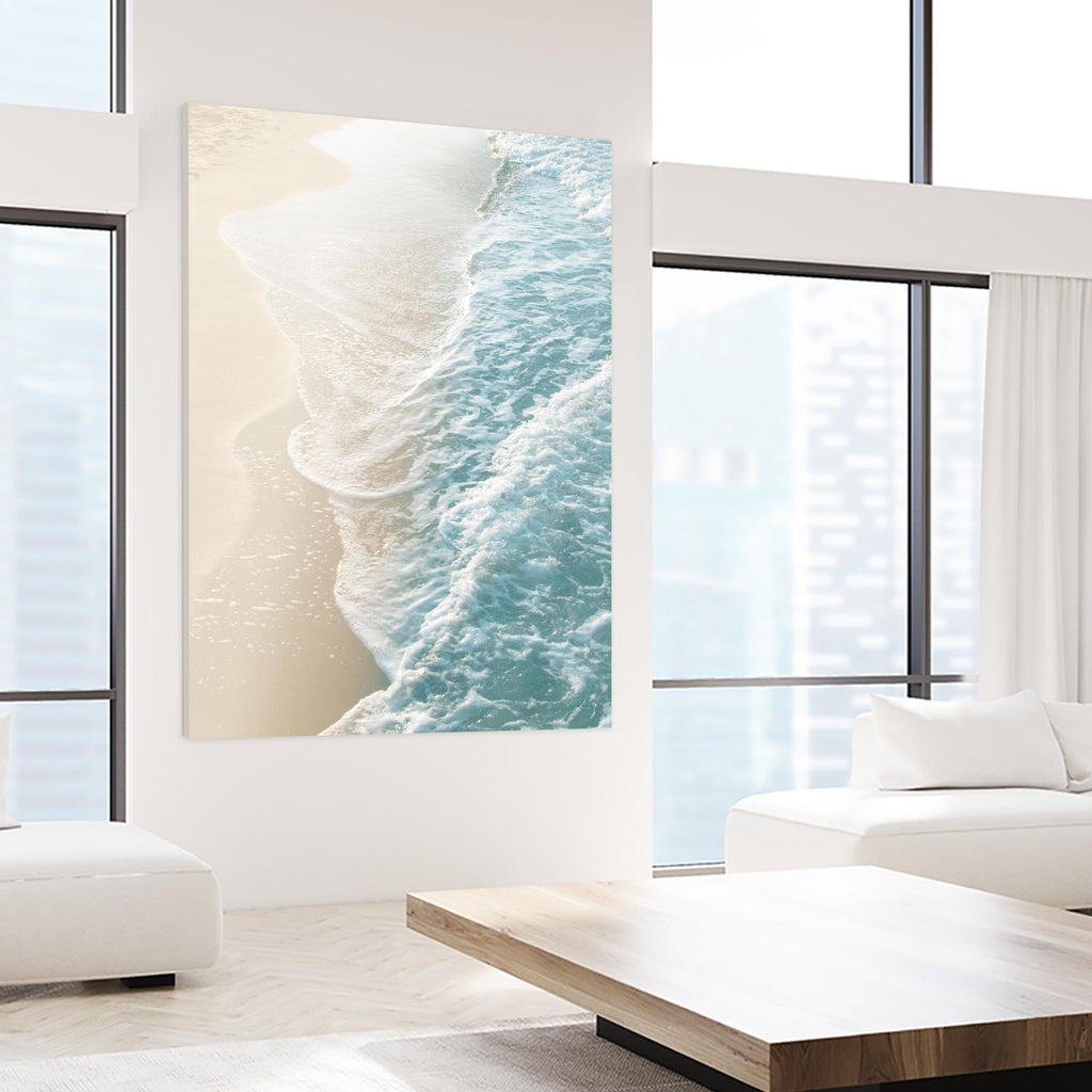 Soft Teal Gold Ocean Dream Waves #1 #water #decor #art by Anita's & Bella's Art on GIANT ART - sand