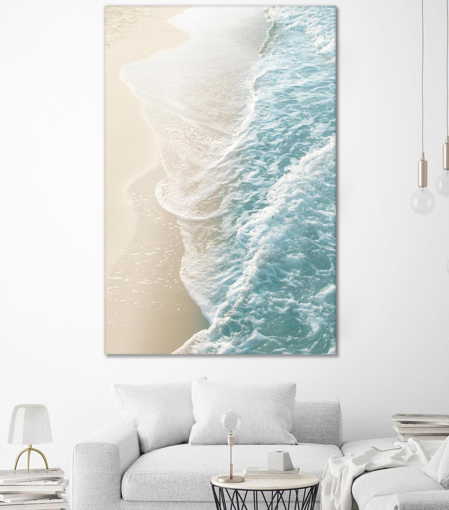 Soft Teal Gold Ocean Dream Waves #1 #water #decor #art by Anita's & Bella's Art on GIANT ART - sand