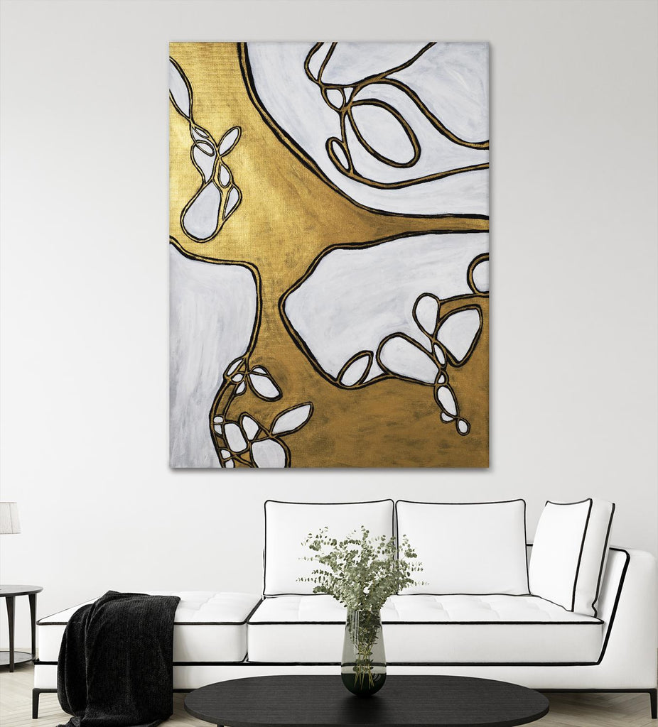 Mocha Latte -Gold - 1 by Lori Dubois on GIANT ART - gold abstract