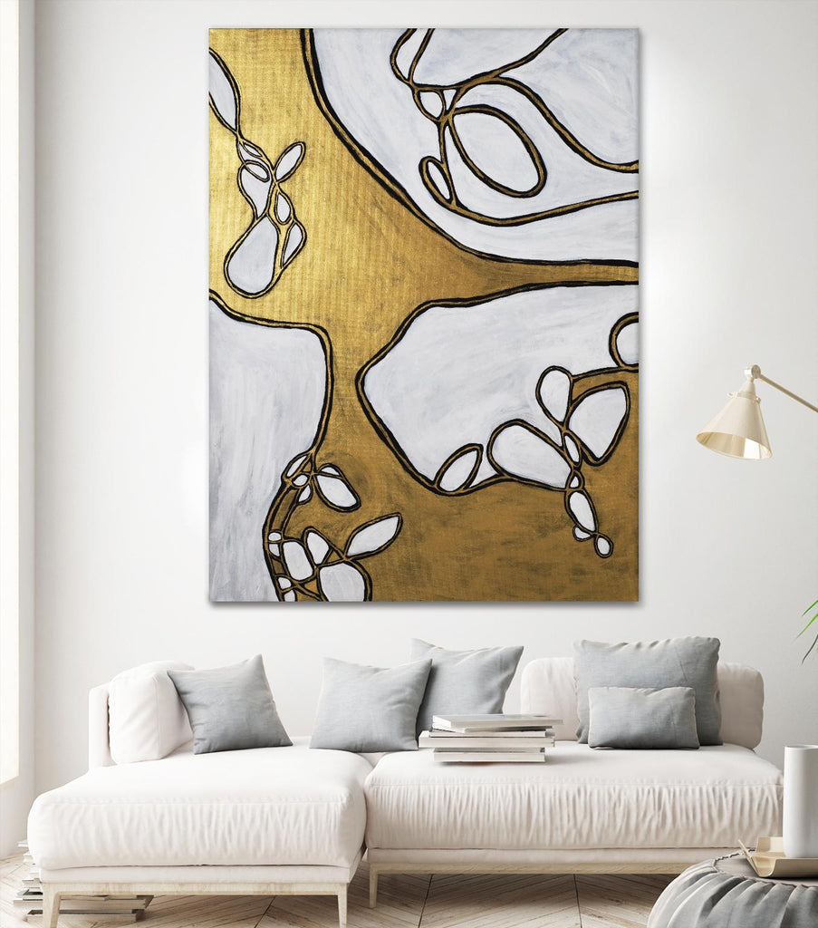 Mocha Latte -Gold - 1 by Lori Dubois on GIANT ART - gold abstract